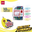 Deli Combo ATK Ekonomis 10pak Paper Clip isi 100pcs/pak Free Cutter