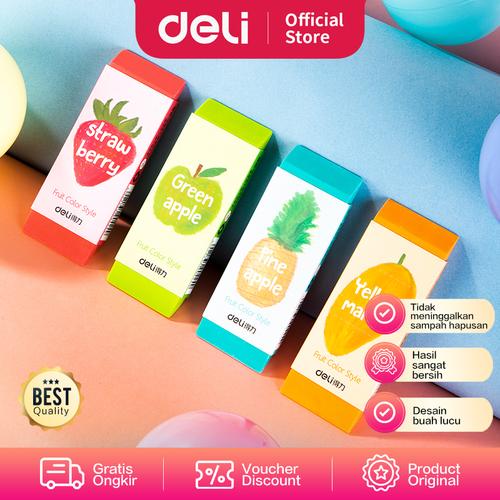 Deli Plastic Eraser / Penghapus Tidak Mudah Patah Warna Warni 71050