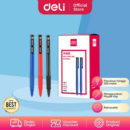 Deli Ballpoint Retracable Pen / Pulpen Bolpoin Cetek 0.7mm 6546S