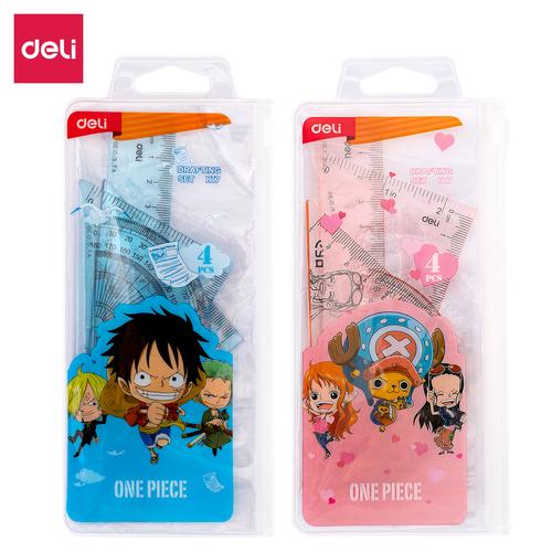Deli School Ruler Set/ Set Penggaris Sekolah 4in1 Edisi One Piece EH17