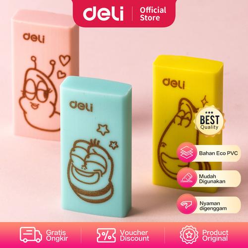 Deli Larva School Eraser/ Penghapus Pensil Eco PVC Isi 3pcs/pack EH305