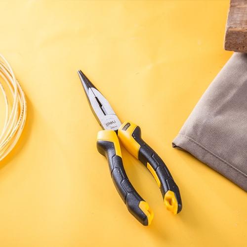Deli Long Nose Plier / Tang Lancip 8" Chrome PVC Perkakas DL2108Z