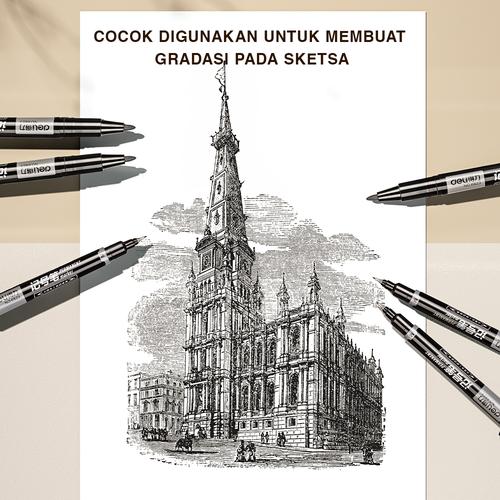 Deli Permanent Marker / Spidol Permanen Double Tip 0.5 & 1.2 mm 6823