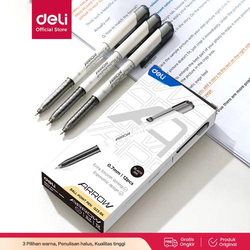 Deli Ballpoint Pen / Pulpen 0.7mm Isi 12 pcs Penulisan Halus EQ23