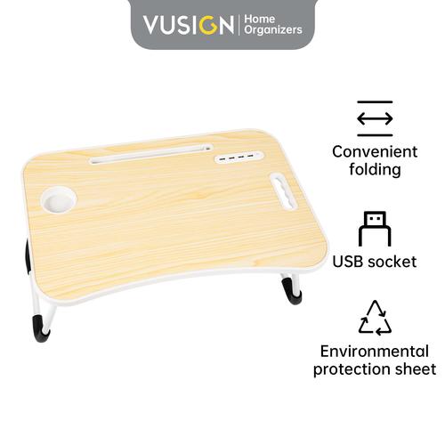 Deli Vusign Folding Table Meja Belajar Laptop Lipat w/ USB Port VS86X