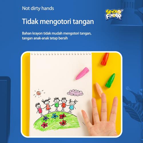 Deli Oil Pastel / Crayon Anak Bentuk Rocket Space Finder+Sticker 72109