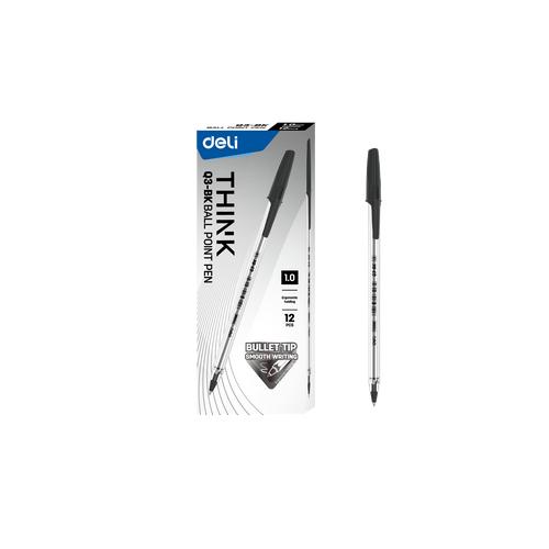 Deli Ballpoint Pen / Pulpen Bolpoin 1mm Isi 12pcs Penulisan Halus EQ3