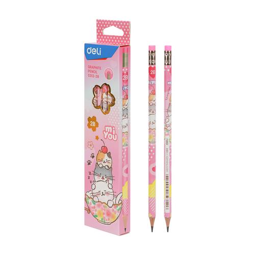 Deli Graphite Pencil/Pensil Kayu 2B Design Miyou Mudah Diraut EC012-2B