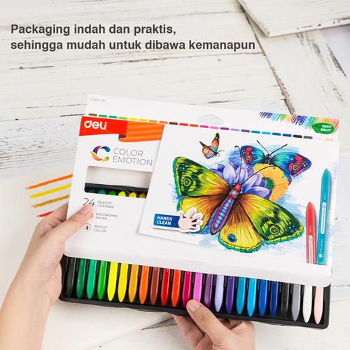 Deli EC20000 School Crayon / Krayon - Plastic Crayon Triangle 12warna