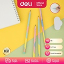 Deli Pensil Macaron pattern HB Isi 12Pcs Dilengkapi Penghapus EU54800