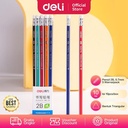 Deli Graphite Pencil / Pensil Kayu 2B Isi 10pcs Dengan Penghapus 33408