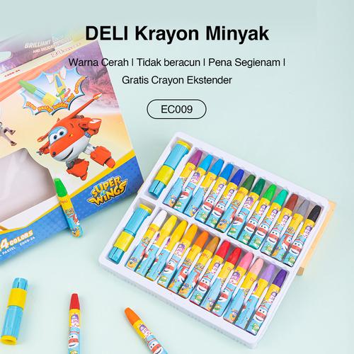 Deli Oil Pastel / Krayon 12 18 24 Warna Dengan Rautan & Pegangan EC009