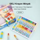 Deli Oil Pastel / Krayon 12 18 24 Warna Dengan Rautan & Pegangan EC009