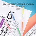 Deli highlighter ujung 2 warna 3pcs/pak 6 warna S736
