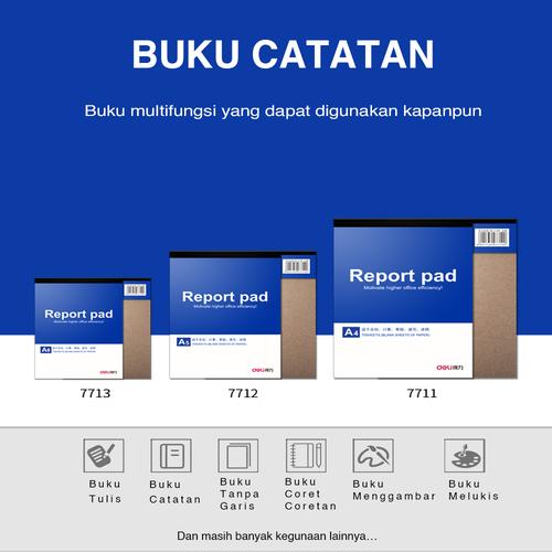 Deli Report Pad / Buku Memo A5 /A6 Sampul Biru 70 Lembar 771X