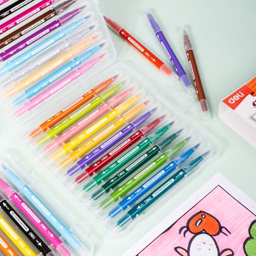 Deli Felt Pen / Spidol 2 Ujung 12/24 Warna Kemasan Kotak EC151