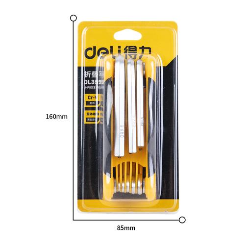Deli Folding Hex Key/Set Kunci L Lipat 1.5-8mm Ujung Rata DL3598
