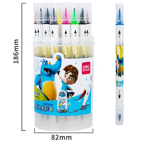 Deli Felt Pen / Spidol Dengan 2 Ujung Kuas Dan Pensil 70734