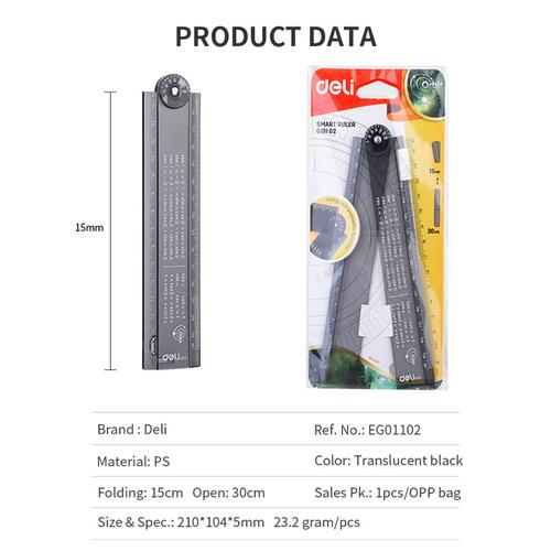 Deli Foldable Ruler/ Penggaris Dapat Dilipat Panjang 30cm EG01102