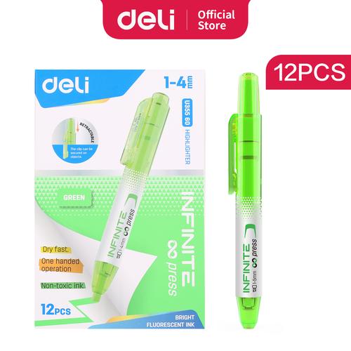 Deli Highlighter Cetek Ujung tip 1-4 mm Tinta tidak beracun EU355X0