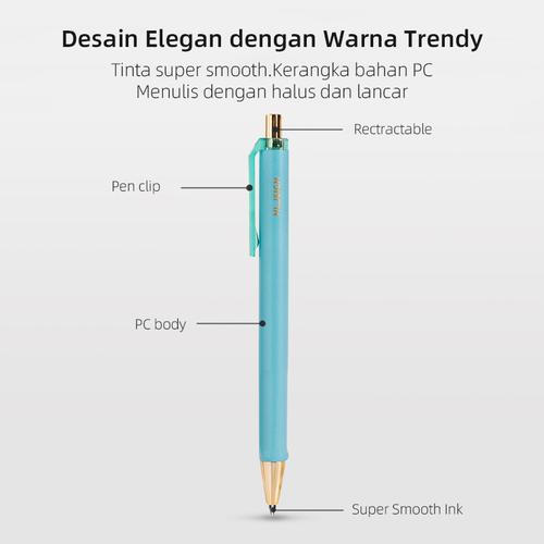 Deli Nusign Gel Pen Retractable 0.5mm Tinta Hitam dengan Klip NS557