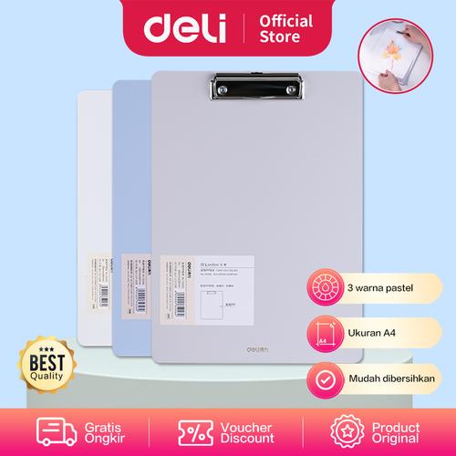Deli Clipboard / Papan Jalan A4 Warna Pastel PP Foam 3 Warna 72492