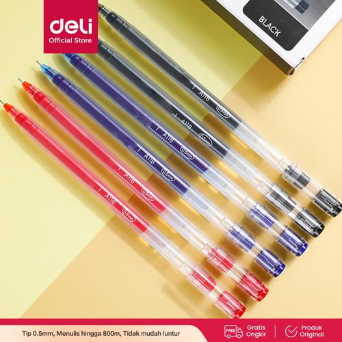Deli Gel Pen Pulpen Gel warna Hitam/Biru 0.5mm A116