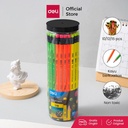 Deli EU51806 Grafit Pensil Kayu 50 Pcs/Tube 4 Warna dengan penghapus