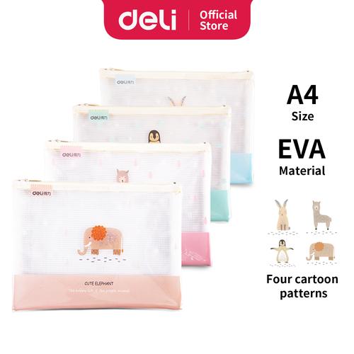 Deli Transparent Mesh Zipper Bag Map Tas Resleting Jala Ukuran A5 5992