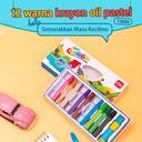 Deli Oil pastel warna cerah 12/18/24/36 dengan rautan pensil 7205X