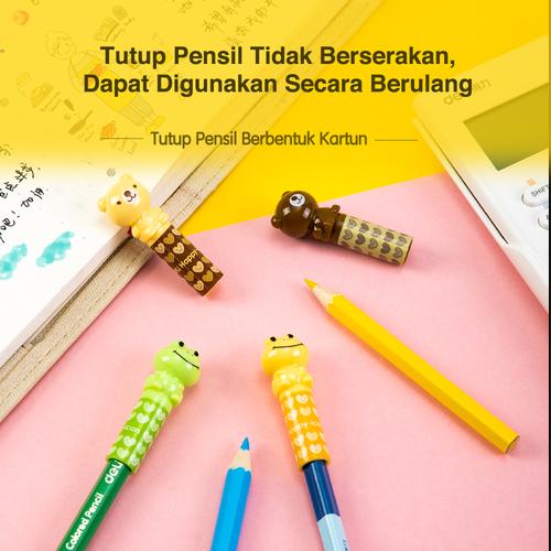 Deli Tutup Pensil 4PCS/pack, Design Kartun,Plastik Kualitas Tinggi 506