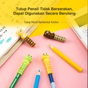 Deli Tutup Pensil 4PCS/pack, Design Kartun,Plastik Kualitas Tinggi 506