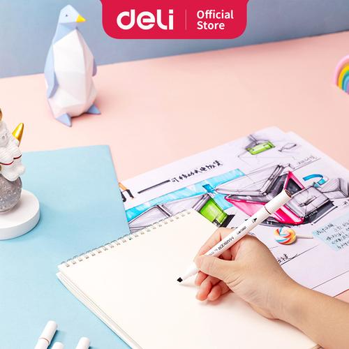 Deli spidol desain profesional 12 warna ujung ganda 70700-12