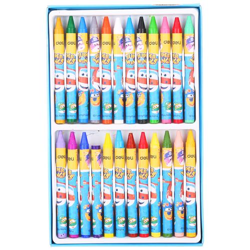 Deli Super Wings Krayon lilin φ8 * 90mm Round Barrel 24 warna EC21020