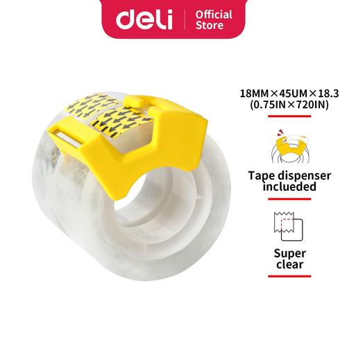 Deli selotip transparan mudah dirobek 18mm * 20y * 45um putih EA30701