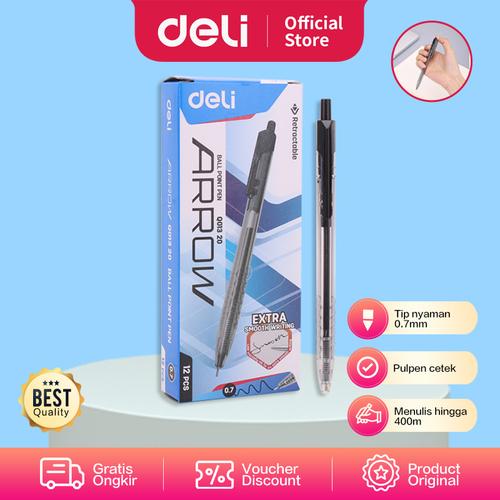 Deli Pulpen Cetek Halus / Retractable Smooth Ballpoint Pen EQ01320