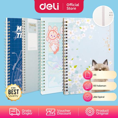 Deli Buku teks dengan ujung bentuk Spiral A5 60 halaman 4 pola LA560