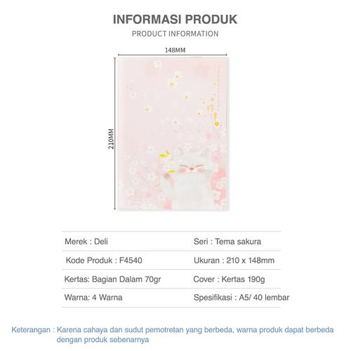 Deli Sakura buku tulis A5 40 halaman dengan 4 pola FA540