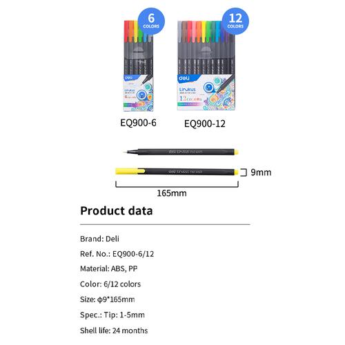 Deli Pena liner Segitiga 6 warna (campuran) EQ900-06