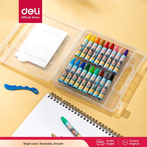 DELI - EC20114 / Crayon Anak-Anak Isi 18 / Alat Lukis Murah