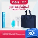 DELI "BACK TO SCHOOL" BUNDLE - 1 Office Briefcase, 5 Gel Pen (Black), 1 Soft Cover Notebook, 1 Correction Tape