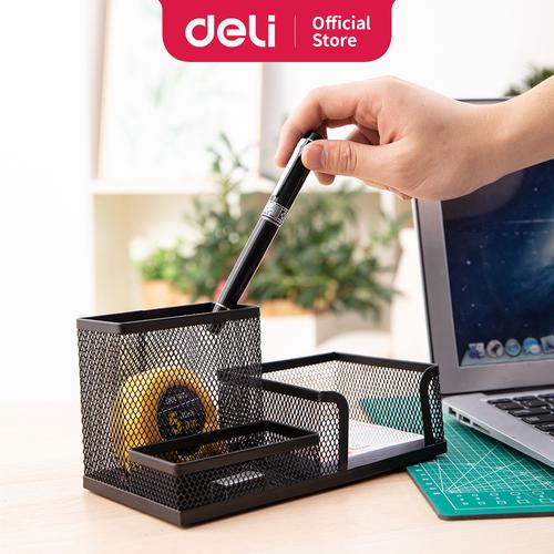 Deli E9175 Tempat Alat Tulis-Mesh Desk Organizer 3 Comp