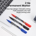 Deli Spidol Permanen Dual Tip 0.5mm / 1.0mm Tidak Beracun EU104X0
