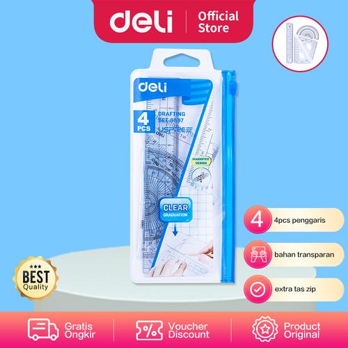 Drafting Set 4pcs Ruler Set Squares Protractor E9597