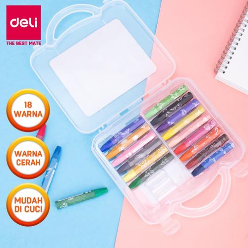 DELI - EC20114 / Crayon Anak-Anak Isi 18 / Alat Lukis Murah