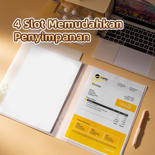 Deli x Butterbear Map File / Report Cover 4 Slot Transparan Sampul Tahan Air HY605