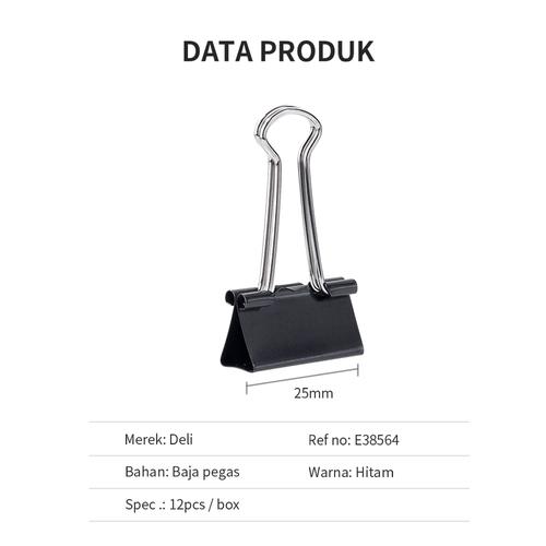 Deli E38564 Office Consumable/Binder Klip-Binder Clips 25mm