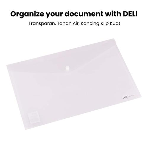 Deli File Bag / Map Transparan Bahan PP Ukuran Folio Kualitas Tinggi EF11312