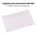 Deli File Bag / Map Transparan Bahan PP Ukuran Folio Kualitas Tinggi EF11312