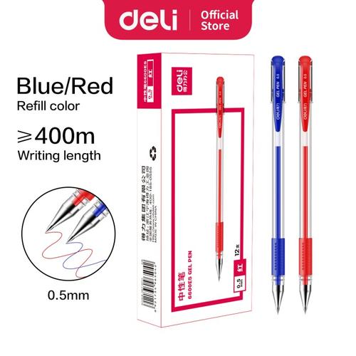 Deli Gellpen 0.5mm ujung tumpul hitam lembut dan nyaman 12PCS 6600ES